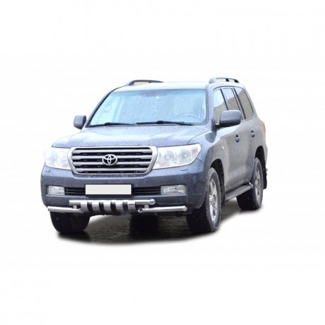 Защита переднего бампера «Труба двойная» Люкс (d63,5) для Toyota Land Cruiser 200 (2007-2011)(Окрашенное) купить недорого с доставкой в Ишим