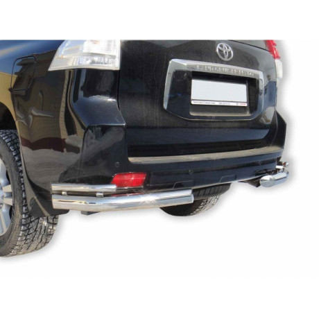 Защита заднего бампера «Уголки двойные» (d76) для Toyota Land Cruiser Prado 150 (2009-н.в.)(Нерж. Сталь) купить недорого с доставкой в Ишим