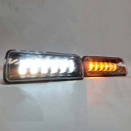 светодиодные led подфарники 11 линз sal-man с дхо, бегающим поворотником, дальним/ближним для л@да НИВ@ 4х4, urban, bronto купить недорого с доставкой в Ишим