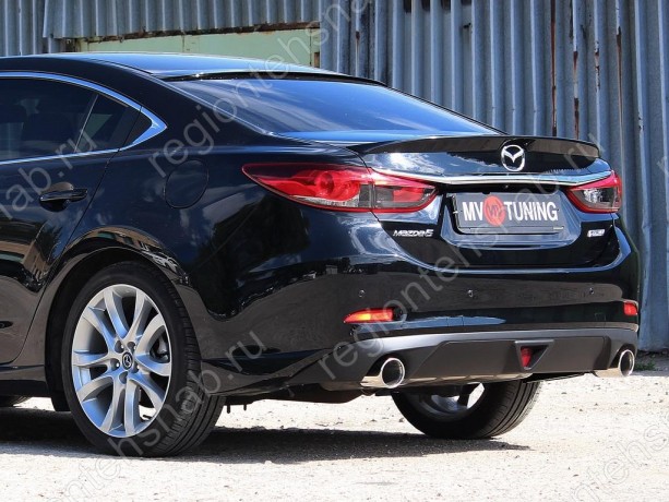 Диффузор заднего бампера var №1 (ровный + стоп сигнал) для Mazda 6 (2013-н.в.) купить недорого с доставкой в Ишим