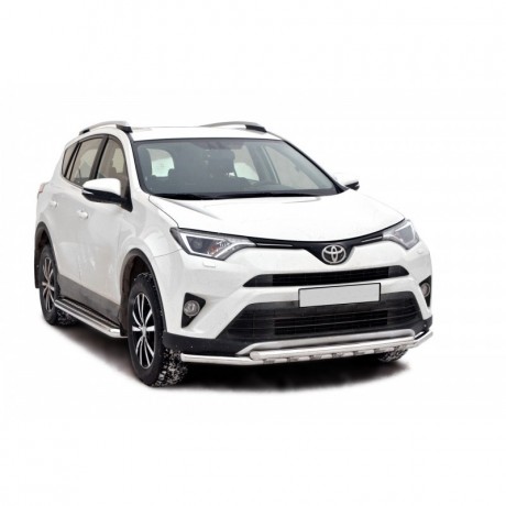Защита переднего бампера «Труба двойная» (d51) для Toyota RAV4 рестайлинг (2015-н.в.)(Окрашенное) купить недорого с доставкой в Ишим