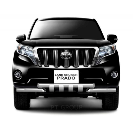 Защита переднего бампера двойная с зубьями d63/63мм (НПС) Toyota Land Cruiser Prado 150 (2013-2016 г.в.) купить недорого с доставкой в Ишим