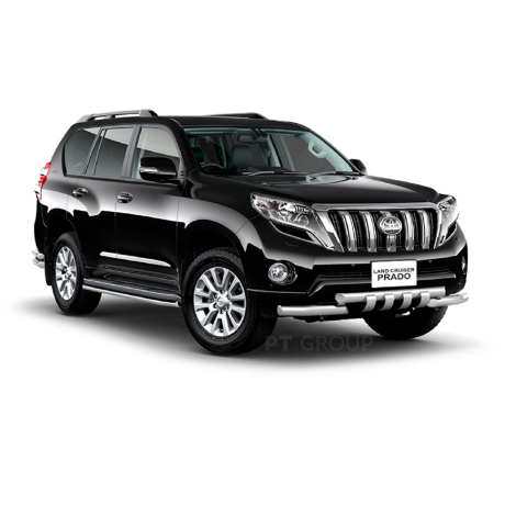 Защита переднего бампера двойная с зубьями d63/63мм (НПС) Toyota Land Cruiser Prado 150 (2013-2016 г.в.) купить недорого с доставкой в Ишим