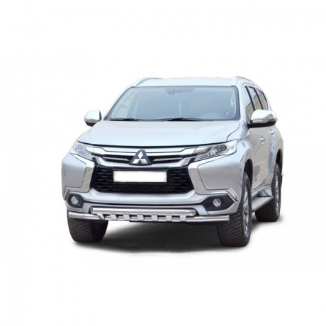 Защита переднего бампера «Труба двойная» (d63,5) для Mitsubishi Pajero Sport (2017-н.в.)(Окрашенное) купить недорого с доставкой в Ишим