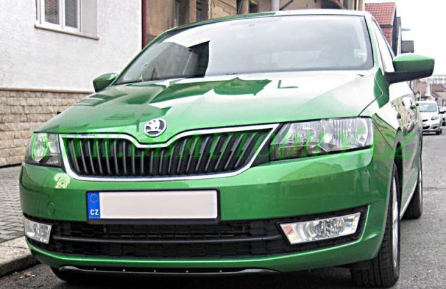 Спойлер переднего бампера (текстурный пластик) для Skoda Rapid (2012-н.в.) купить недорого с доставкой в Ишим
