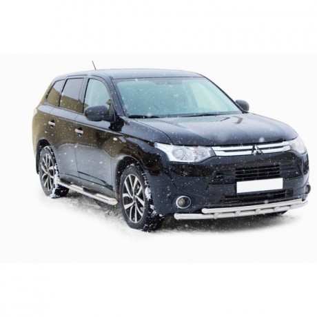 Защита порогов «Труба с проступью» (d76) для Mitsubishi Outlander (2014-2016)(Окрашенное) купить недорого с доставкой в Ишим