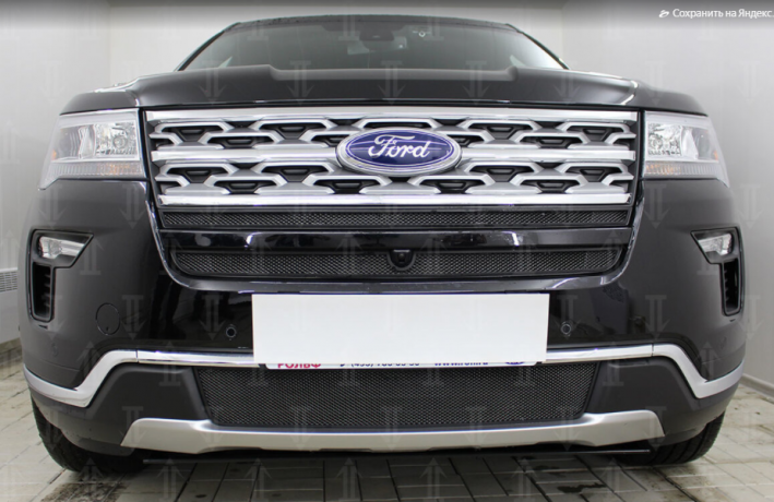 Защита радиатора "Standart" Ford Explorer рестайлинг-2 (2018-2019) верх, чёрная купить недорого с доставкой в Ишим