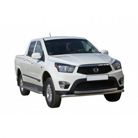 Защита переднего бампера «Труба двойная» (d63,5) для SsangYong Actyon Sports (2012-2015)(Окрашенное) купить недорого с доставкой в Ишим