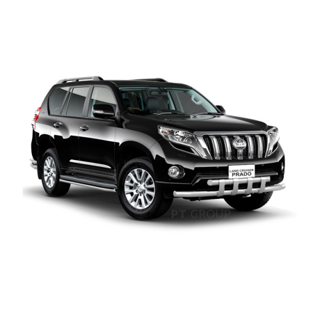 Защита переднего бампера двойная с пластинами d63/63мм (НПС) Toyota Land Cruiser Prado 150 (2013-2016 г.в.) купить недорого с доставкой в Ишим