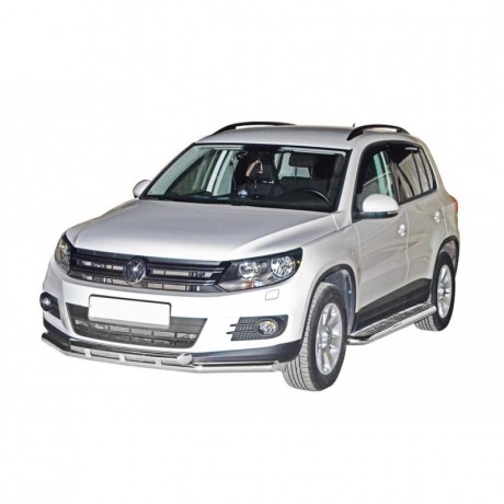 Защита переднего бампера «Труба двойная» (d63,5) для Volkswagen Tiguan (2011-2017)(Окрашенное) купить недорого с доставкой в Ишим
