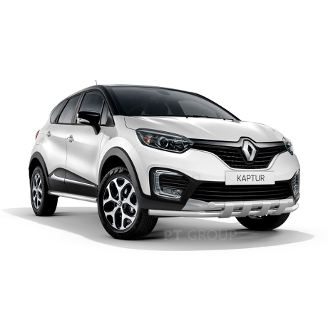 Защита переднего бампера двойная с пластинами d63/63мм (НПС) RENAULT Kaptur (2016-н.в.) купить недорого с доставкой в Ишим