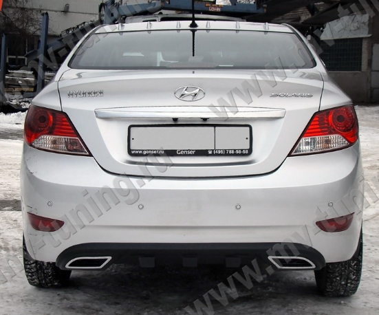 Диффузор заднего бампера var №2 (текстурный пластик) для Hyundai Solaris (2010-2013) купить недорого с доставкой в Ишим