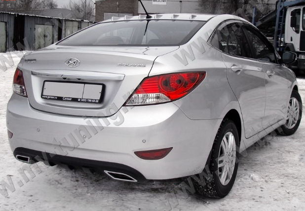 Диффузор заднего бампера var №2 (текстурный пластик) для Hyundai Solaris (2010-2013) купить недорого с доставкой в Ишим