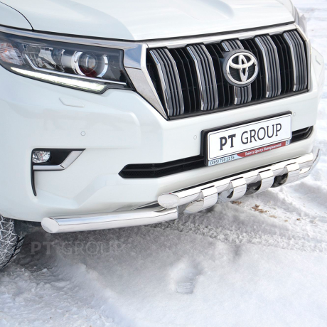 Защита переднего бампера двойная с зубьями d63/63мм (НПС) TOYOTA LAND CRUISER PRADO 150 (2017-н.в.) купить недорого с доставкой в Ишим