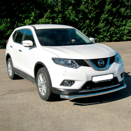 Защита переднего бампера одинарная d63мм (НПС) Nissan X-Trail (2015-н.в.) купить недорого с доставкой в Ишим