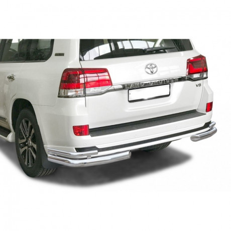 Защита заднего бампера «Уголки двойные» (d76) для Toyota Land Cruiser 200 Executive Lounge (2018-н.в.)(Окрашенное) купить недорого с доставкой в Ишим