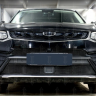 Защита радиатора "Standart" Geely Tugella FY11 (2019-н.в.) верх с камерой, чёрная купить недорого с доставкой в Ишим