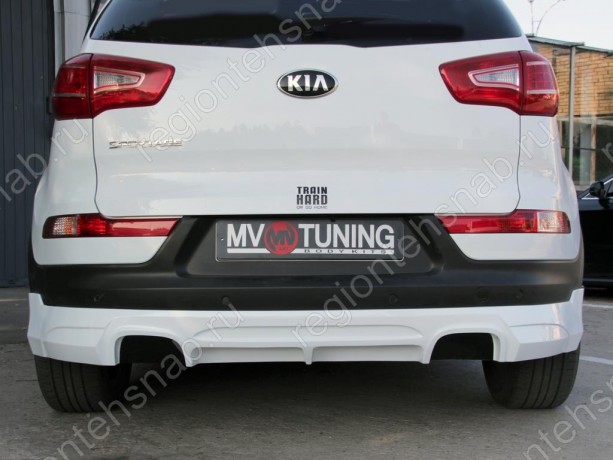 Накладка (юбка) заднего бампера "JSW Style" для KIA Sportage (3rd) (2010-2016) купить недорого с доставкой в Ишим