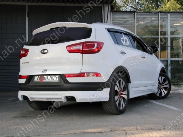 Накладка (юбка) заднего бампера "JSW Style" для KIA Sportage (3rd) (2010-2016) купить недорого с доставкой в Ишим