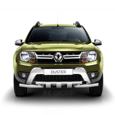 Защита переднего бампера двойная с зубьями d63/63мм (НПС) Renault Duster (2016-н.в.) купить недорого с доставкой в Ишим